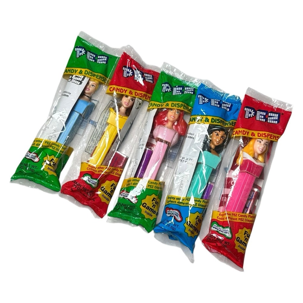 Disney Princess PEZ Lot Of5 Sealed New Ariel Belle Cinderella Jasmine Aurora NOS